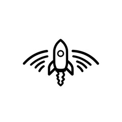 Poster - Rocket icon with signal bars vector illustration for fast connectivity startup or technology launch