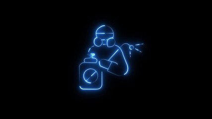 Poster - Glowing Neon Pesticide Icon Isolated, Glowing Insect  for Health & Pest Control Visuals .glowing neon mosquito icon isolated on black background. animated ant that pulses with vibrant neon.