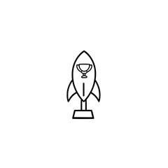 Poster - Rocket icon with trophy symbol vector illustration for achievement startup or success concept

