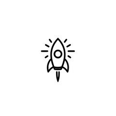 Poster - Rocket icon with sun symbol vector illustration for bright startup launch or solar energy concept