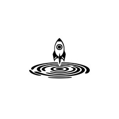 Poster - Rocket icon with water reflection vector illustration for creative startup or innovative design concept

