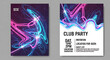 © Sherafgan - Two posters for a club party with abstract neon designs and event details displayed clearly ai generated