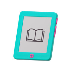 Poster - Teal and Pink E-reader Mockup:  Modern, Playful,  Digital Book Icon Display.