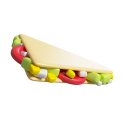 Poster - Playful 3D Render of a Cartoon Sandwich with Bright Fillings