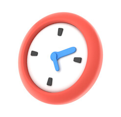 Poster - Modern Coral Clock, 3D Render, Minimalist Design, Time Management Concept, Punctuality, Efficiency, Schedule, Deadline, Productivity Icon.