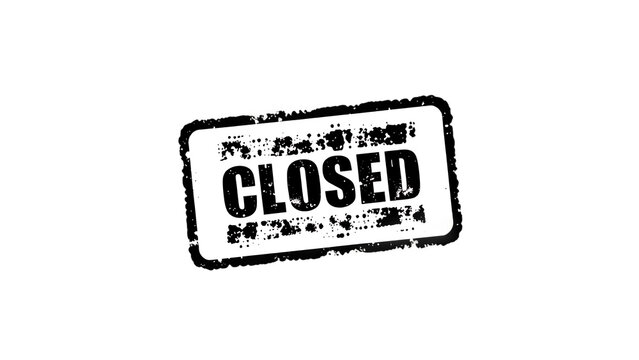 Closed rectangular rubber stamp on transparent background Vector black closed text stamp isolated on