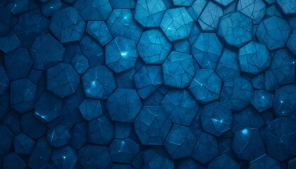 Aufkleber - Abstract close-up of a textured blue surface with geometric, hexagonal shapes and subtle light reflections.