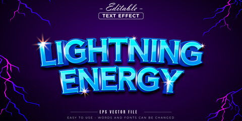 Poster - Blue lightning energy text, editable text effect.