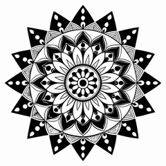 Poster - Intricate black and white mandala pattern design perfect for decorative projects and spiritual well-being