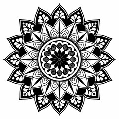 Poster - Intricate black and white mandala design radiating calm and spiritual balance, perfect for mindfulness and decorative art projects.