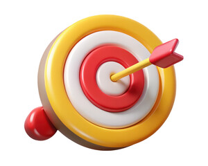 Poster - 3d render of a bullseye with arrow hitting center representing achievement success and targeted goals on a background