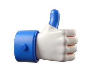 Poster - 3d render of a cartoon hand giving a thumbs up gesture depicting approval and positivity on a clean background