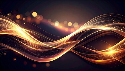 Gold abstract waves with bokeh