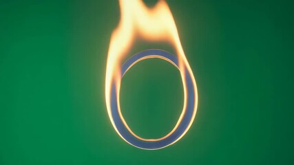 Poster - Burning Ring: A captivating image of a ring encircled by a vibrant flame against a plain background.