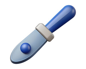 Poster - 3d render of stylish blue pipette dropper tool with spherical tip on a backdrop perfect for scientific or medical applications