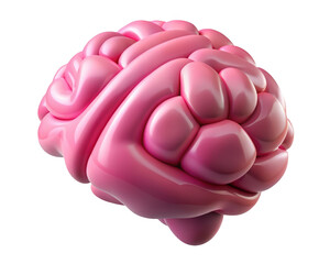 Poster - Stylized pink brain illustration isolated on backdrop conceptualizing intelligence innovation and cognitive function artificial intelligence highlighting mental health and neurological concepts