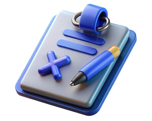 Poster - Stylized clipboard with equations and pen for business finance and education reports with background and professional lighting