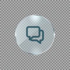Poster - Chat speech bubble icon in metallic circular design representing communication messaging comments or live chat interface in apps and websites

