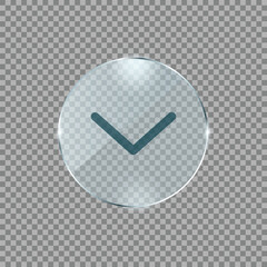 Poster - Downward chevron icon in metallic circular design ideal for dropdown menu indicators expand section buttons or navigation direction elements in UI

