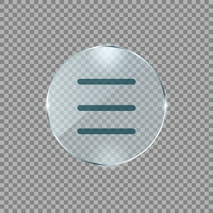 Poster - Three horizontal lines menu icon in metallic circular button design ideal for mobile apps navigation bar or user interface control elements

