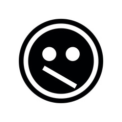 Poster - Black and white emoticon with a tilted mouth and two circular eyes inside a double lined circle