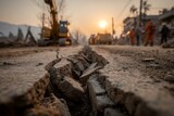 Earthquake Damage With Cracked Roads in a Disaster Recovery Area
