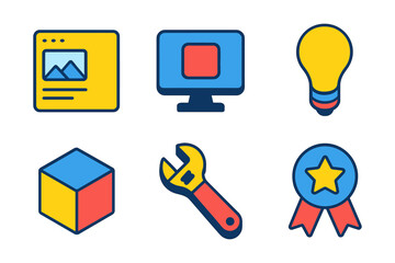 Colorful flat design icons set for web and app development