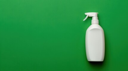 Fototapete - A sleek, tall white shampoo bottle stands against a vibrant green backdrop, perfect for cosmetic packaging mockups.