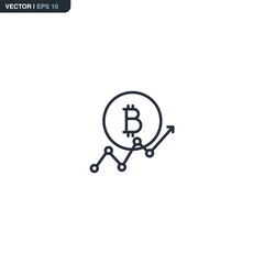 Poster - Bitcoin growth, linear style sign for mobile concept and web design