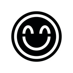 Poster - Black and white circular smiley face with rounded eyes and mouth inside a double lined circle