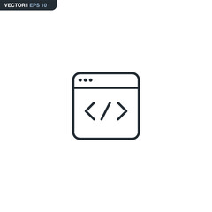 Poster - Coding website, linear style sign for mobile concept and web design