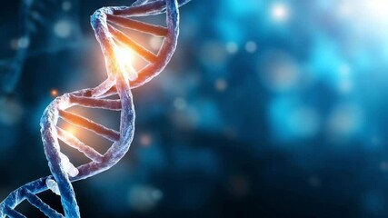 Aufkleber - Intricate DNA Helix Structure with Glowing Elements Against a Soft Blue Background