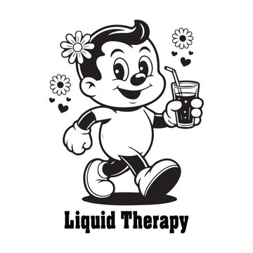 Liquid Therapy Hand-drawn beer mugs with foam splashing.