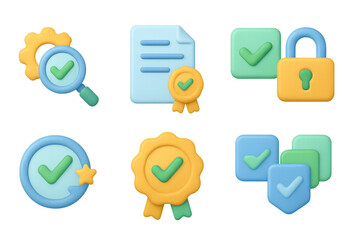 Poster - 3d icons for security, validation, and approval processes