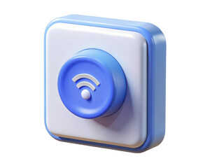 Poster - 3d render of a wireless connection icon on a square button indicating connectivity and modern technology for internet access