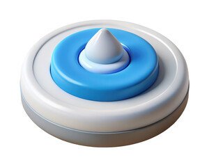 Poster - Abstract 3d render of geometric shapes with blue circle and white cone on a round platform