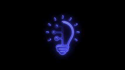 Poster - Illuminated Neon Lightbulb with Circuitry Symbolizing Innovation Technology and Creative