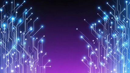 Poster - Futuristic glowing circuit board with data transferring, creating an abstract technological background, perfect for digital, computer, and networking concepts