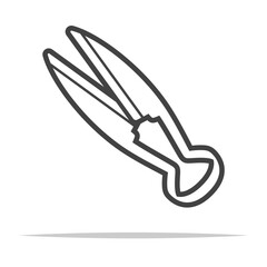 Wall Mural - hand shears tool outline icon transparent vector isolated