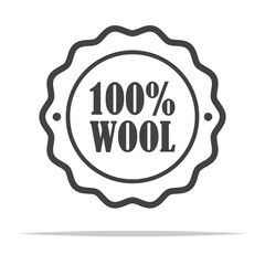 Wall Mural - 100 percent pure wool label outline icon transparent vector isolated