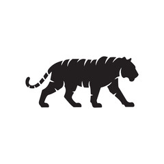 Poster - Tiger silhouette vector flat illustration design