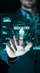 Poster - Hand interacts with a futuristic interface displaying 