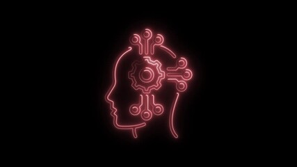 Poster - Futuristic A I Brain Concept Glowing Neon Outline Artificial Intelligence Technology Innovation