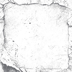 Poster - Distressed cracked square background. Grunge rough frame edge art texture. High quality vintage overlay element.