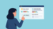 © PojokMillennials - A woman points at a project management dashboard, monitoring task updates and status reports to stay on track.