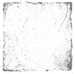 Poster - Grunge worn square frame texture design. Cracked abstract edge with dust marks. Vintage old paper border background.