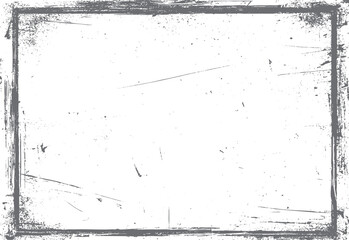 Poster - Minimalist grunge border overlay texture. Scratched white surface in rectangle layout. Abstract artistic background style.