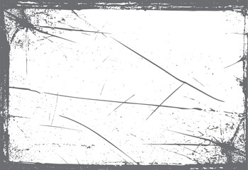 Poster - Rectangular grunge scratch frame design. Abstract light texture on white backdrop. Distressed border effect for artwork.