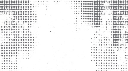Poster - Grunge halftone dot pattern overlay. Distressed gradient dot texture design. Abstract retro surface background style.