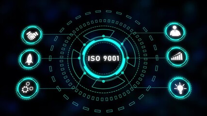Poster - Futuristic Teal HUD Interface Technology Abstract Background Seamless Loop Animation Digital. Futuristic teal hud interface animation with glowing neon circles and seamless digital energy patterns.